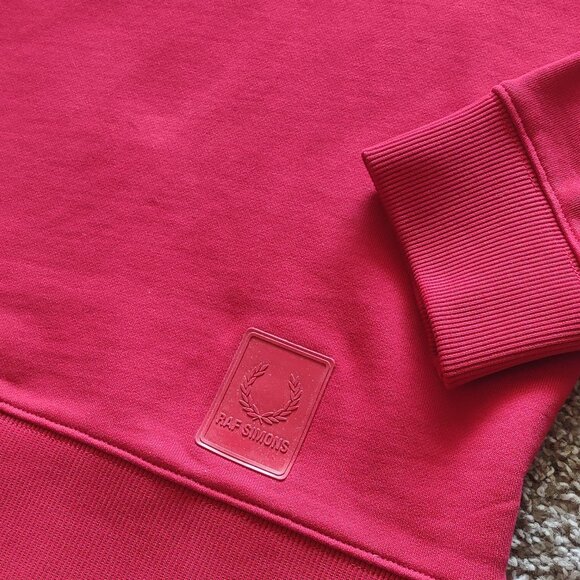 Raf Simons X Fred Perry Hoodie Men's Size 38 Medium Red Colorblock Embroidery - Picture 7 of 16